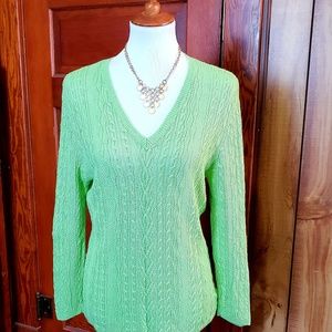 Lauren Ralph Lauren Lime Green Linen Sweater. XL